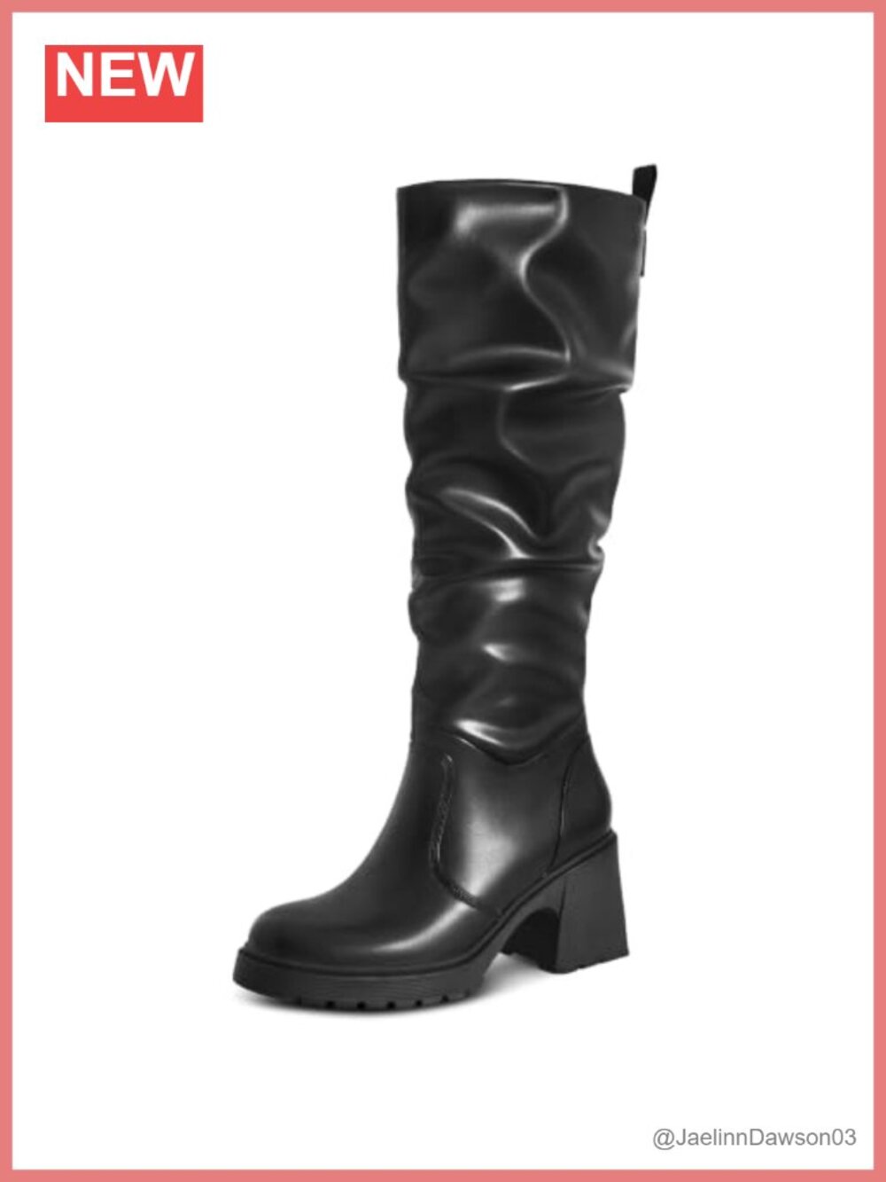Women's Slouch Knee High Boots Platform Chunky Block Heel Faux Leather